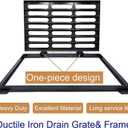 Cast Iron Drain Grate and Frame, Driveway Channel Cover 24x16 in