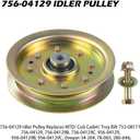 618-0660 Spindle Assembly with 756-04129B Idler Pulley Replaces Cub Cadet 918-0625B, 918-0660, 618-0660, 618-0625, 918-04137, 918-04137A for Cub Cadet i1046, LT1045, LT1046 Lawn Tractors