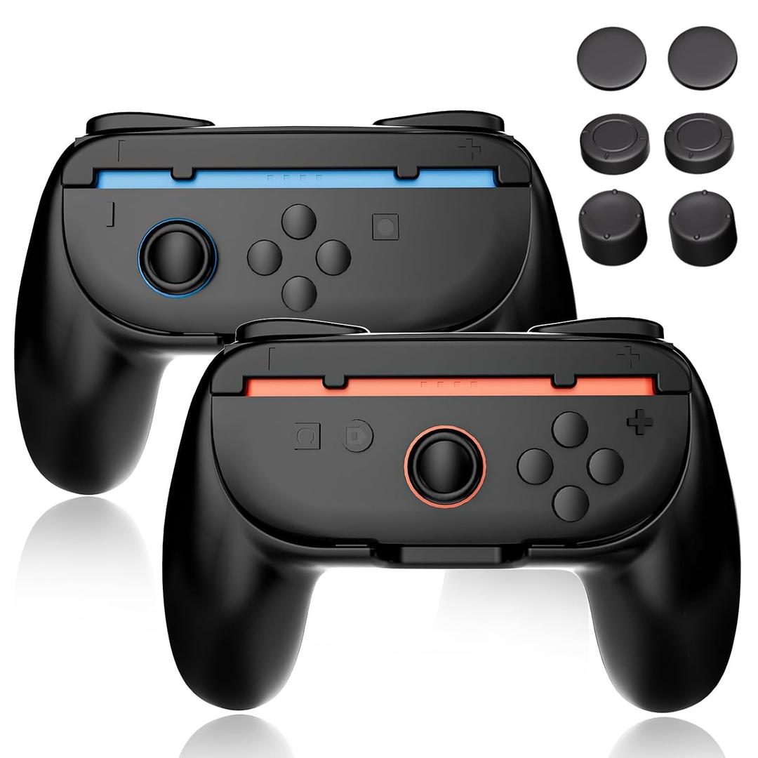 Joy-Con Grips for Nintendo Switch 2 (2025), 2 Pack Joycon Accessories for Multiplayer Game Friend Family Game Night Party, Larger SL SR Triggers Ergonomic Nintendo Switch 2 Joycon Grip & Thumb Grips