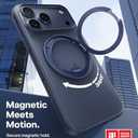 TORRAS 360 Magnetic Stand for iPhone 17 Pro Case, Ostand 3.0 [Fit for MagSafe][4X Mil-Grade Shockproof] Rotatable Kickstand Protective Cover, Camera Control Button, Translucent Deep Blue, O3 Fitness