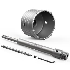 DAYDOOR 3-1/2'' (90mm) Concrete Hole Saw with SDS Plus Shank Adapter, Tungsten Carbide Tipped Masonry Hole Saw, Heavy Duty Concrete Core Drill Bit for Brick, Cement Wall, and Stone