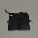 Defencase Compatible with iPhone SE 2020 2022 Case Wallet with RFID Blocking Card Holder for Women Men, Soft PU Leather Magnetic Snap Flip Zipper Strap Wallet Phone Case Fit for iPhone SE/7/8, Black