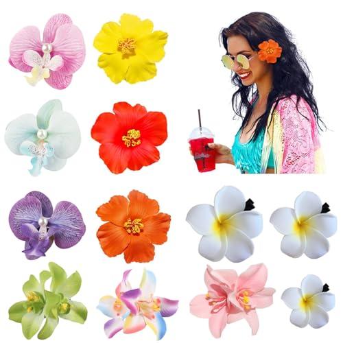 Flower Clip for Women, Hawaiian Plumeria Hibiscus Orchid Hair Clips, Hawaiian Beach Flower Hairpins Boho Hair Accessories, Gifts for Women Teen Girls
