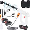 Car Wash Spray Gun 48Vh, High-Pession Water Gun 5-Section Dual Electric Car Cleaning Gun Toolbox Set with 6 in 1 Nozzle, 5-Meter Hose, Water Pipe Adapter, Filter Screen, Foam Kettle