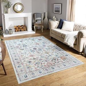 Mandala - Indoor Area Rugs 2x6 Washable, Stain Resistant Machine Washable Rugs for Living Room, Bedroom, and Modern House Dcor - Durable Polyester Material, Colorful Patterned - Beige & Grey
