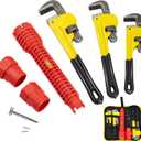 KOTTO Heavy Duty Adjustable Pipe Wrench Set - 3 Pack (8, 10, 12 Inches) Plumbing Wrench Tool with Faucet Pipe Tool in Storage Case