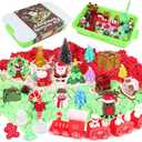 Christmas Sensory Bin, Christmas Play Sand Art Kit with 3.3 lbs Magical Sandbox, Sand Box with Xmas Sensory Toys & Crafts, Xmas Decoration Gift for Toddlers, Girls and Boys Ages 3 4 5 6 7 8