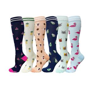 6 Pairs Compression Socks for Women Men 15-20 mmhg Knee High, Womens Compression Socks Compression Stockings for Women Men (Watermelon, S/M)