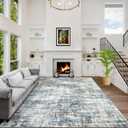 10x14 Area Rugs Washable Rug: Modern Abstract Living Room Rug Soft Anti-Skid Thin Carpet Indoor Floor Non-Shedding Carpets for Bedroom Dining Room Farmhouse Nursery Home Office Blue Multi