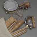 Stoie's Wooden Toddler Musical Instruments with Drum, Hand Bells, Flute, Maracas, Castanet, Tamburine, for Babies and Kids, Eco Friendly Montessori Educational Toy