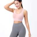 Sports Bras for Women, Criss-Cross Back, Adjustable Wire-Free Medium Support Workout Bra with Removable Cups (Large, Pink)