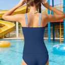Girls Tankini Swimsuit Solid Color Blocking Two Piece Bathing Suit Ruched Slimming Teen Girls' Swimwear for 9-18Years