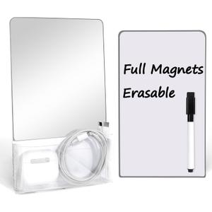 AIERSA Locker Mirror Magnetic Accessories Set, Locker Mirror and Whiteboard, Lockers Accessories for Girls Boys School Lockers, Metal Cabinet, 6.7 * 5.5" White