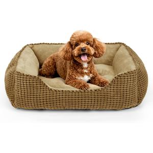 MIXJOY Rectangle Washable Orthopedic Dog Bed for Small, Medium and Large Dogs, Soft Calming, Sleeping Puppy Bed Durable Pet Cuddler with Anti-Slip Bottom, S (20"x19"x6")