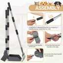 Heeyoo Dog Pooper Scooper, Dog Poop Tray and Rake Set, Pet Waste Removal Scoop with Long Adjustable Sectional Stainless Handles (Silver/Black)