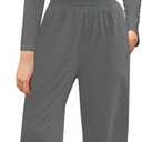 Fisoew Women's 2 Piece Lounge Sets Casual Long Sleeve Crossover Crop Tops Jogger Pants Tracksuits Outfits, Medium