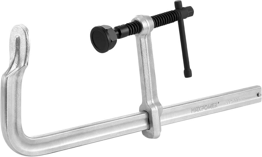 MAXPOWER 16 inch F Clamp, 5-1/2 inch Throat Depth, Removable Swivel Pad, Max Jaw Opening 16-inch Heavy Duty Clamps for Welding
