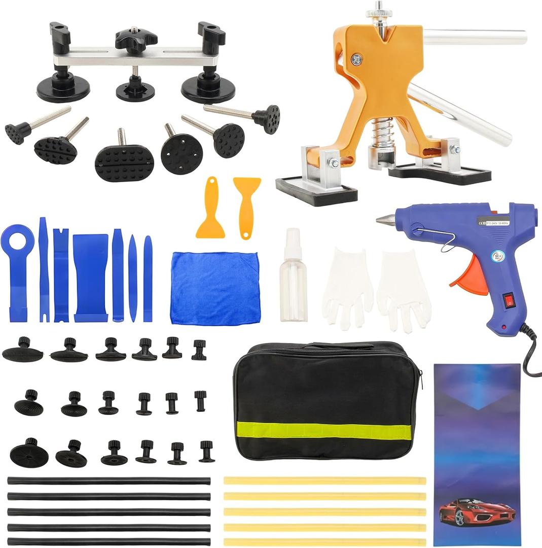 Car Dent Puller Kit, 52 Pcs Dent Remover Tool for Car, Adjustable Bridge Puller And Golden Lifter, Dent Repair Kit Suitable for Hail Damage Large And Small Dent
