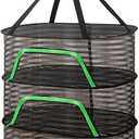 Foldable Drying Net for Vegetables, Fish, and Dehydrated Goods, Multi-Tiered Food Drying Net, Versatile Drying Rack, Windproof Design, Zipper Closure for Insect Protection 3Layer Black