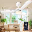 36" Ceiling Fans with Lights,Ceiling Fans with Light and Remote,Easy-to-Install,Reversible,3000K-6500K, Dimmable,6 Speeds,Small Ceiling Fan Light for Bedroom/Kitchen/Garage.White.