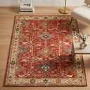 Traditional Handmade Wool Area Rug – Oriental Medallion Floral Pattern, Vintage Classic Bordered – Thick Plush Pile Decorative Carpet for Living Room Bedroom Dining Room (Red Multi, 4' x 6')