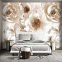 Floral wallpeper for Girls Bedroom Modern Flower Living Room wall Mural - 137"x96"（Not Peel and Stick）