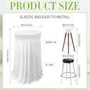 Tegeme 3 Packs 32 x 43 Inch Round Spandex Cocktail Tablecloths with Skirt Cocktail Round Table Cover Spandex Stretch Tablecloth for Fitted High Top Table Bar Wedding Party Banquet (White)