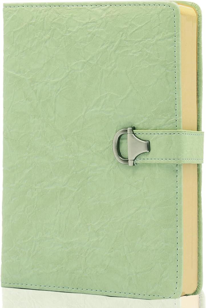 Journal for Men, Vintage Leather Diary for Writing, A5 240 Kraft Pages College Ruled Notebook, Personal Planner Organizer Gift (Grayish Green)