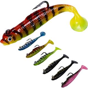 2.4In Swim Baits for Bass FishingPre-Rigged Jig Heads Soft Plastic Trout Fishing LuresUnique Vibrating Swim Action and Trembly Sinking Move for More Bites