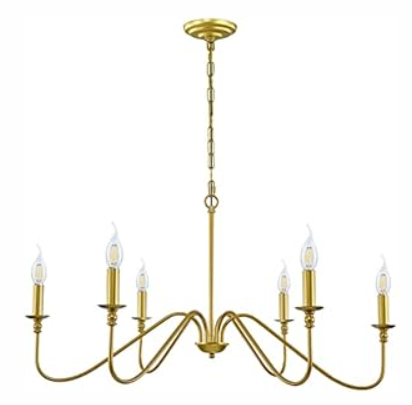 Miluolan Gold Chandelier, 6-Light Chandelier for Dining Room, Bedroom, Foyer, Living Room, Kitchen Island, Entryway, Office, Bar, Farmhouse Decor
