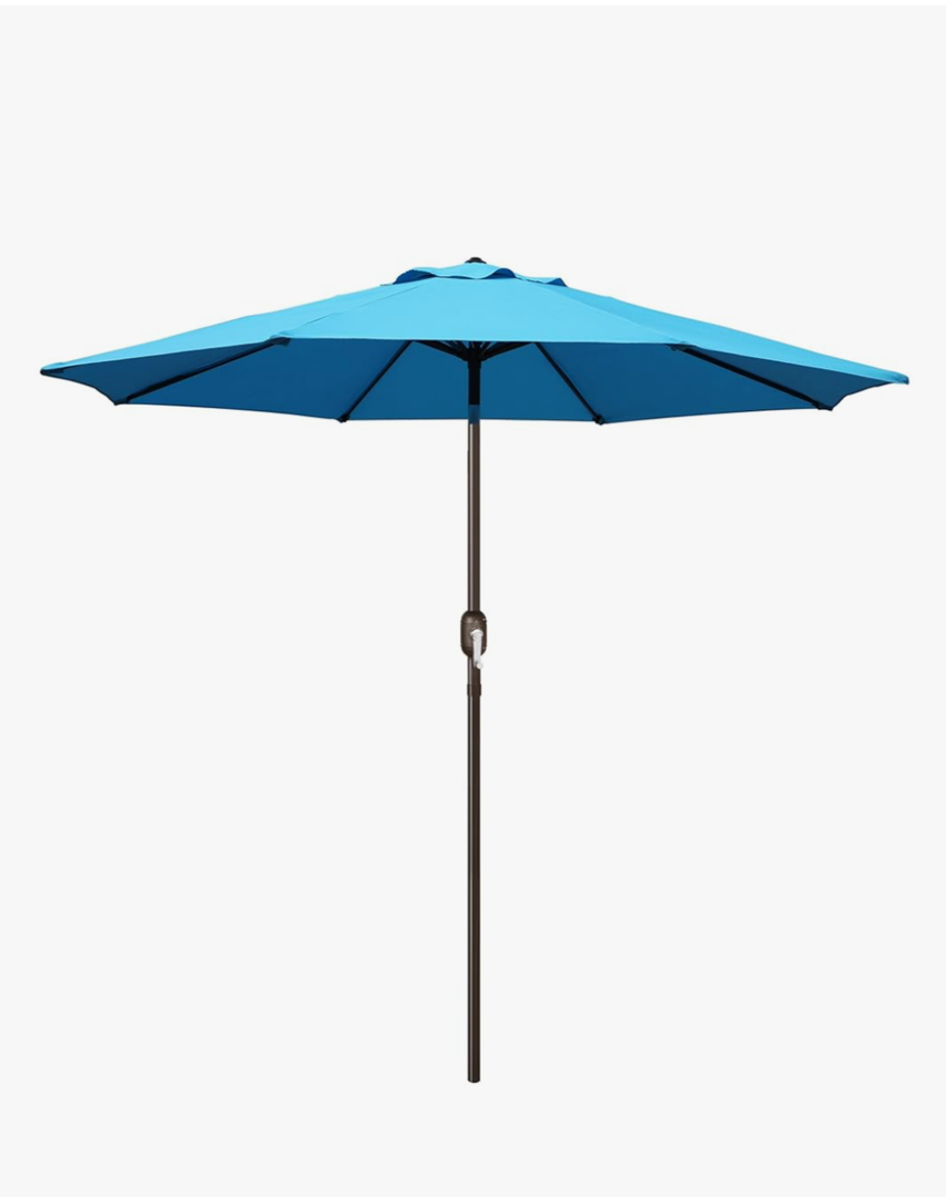 Blissun 9' Outdoor Patio Umbrella, Outdoor Table Umbrella, Yard Umbrella, Market Umbrella with 8 Sturdy Ribs, Push Button Tilt and Crank