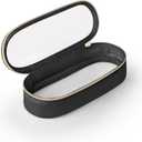 Clear Travel Makeup Brush Holder, Leather Makeup Brush Toiletry Bag, Portable Cosmetic Brush Case, Transparent Waterproof Makeup Brush Storage Bag, Black (Small)