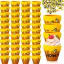 Yungyan 48 Pack Mini Honey Bee Pots with Bee Charms for Cupcake Planter Ceramic Honey Jars for Baby Shower Guests Wedding 1st Birthday Party Favors , Cute Style, Brown