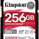 Kingston 256GB Canvas React Plus SD Card | Up to 280MB/s | High Performance Photography | Class 10 UHS-II U3 V60 | SDR2V6/256GB (Black)