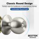 BESTTEN 4 Pack Door Knob with Lock and Key, Keyed Different Entry Door Knob, for Entrance and Front Door, Satin Nickel