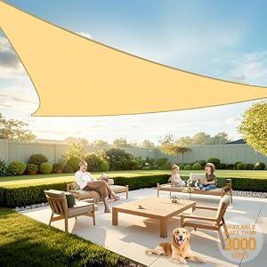 Artpuch Sun Shade Sail, 8'x8'x8' Beige Triangle, Curved Edged Commercial Grade 185GSM Permeable Outdoor Shade Cloth for Deck, Backyard, Patio (Custom Sizes Made)