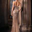 Women's Strapless Champagne Evening Gown Beaded Bodycon Maxi Dress for Prom Party Cocktail Wedding (Brown, XS)
