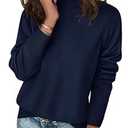 Zeagoo Women's Turtleneck Sweater Long Sleeve Spilt Hem Casual Knit Pullover Chunky Fall Winter Jumper Top 2026 Navy Blue S