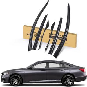 Smoke Rain Guards Fit for Honda Accord 2018 2019 2020 2021 2022 Tape-On Side Shatterproof Window Visor, Window Deflectors, 6-Piece Set