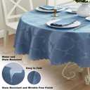 Newbridge Ribbons and Bows Damask Fabric Tablecloth, Blue, 60 x 84 Inch Oval, Wrinkle & Stain Resistant Table Cover