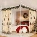 Goovilla Room Divider for Room Separation, Tension Curtain Rods No Drilling, 4-10ft(H) 28-114inch(W) Adjustable Temporary Privacy Wall Divider, Heavy Duty Freestanding Space Partition Separator, White