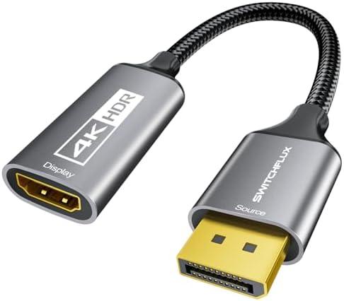 SWITCHFLUX Active DisplayPort to HDMI Adapter (4K@60Hz,1440P/2K@120Hz) Uni-Directional DP 1.2 to HDMI 2.0 Converter,Male to Female,Compatible with AMD,NVIDIA,Desktops,and Gaming Monitors