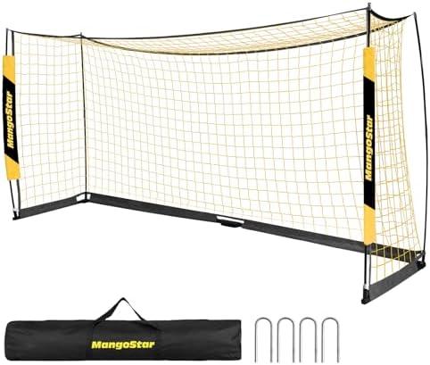 MangoStar Soccer Goal, 12X6 FT Soccer Goals for Backyard Portable Net Collapsible Metal Base, Quick Setup Soccer Net for Indoor Outdoor Practice Training with Carry Bag
