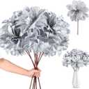 9 Pcs Silver Christmas Poinsettia Artificial Flowers 24'' Large 3 Heads Flowers Magnolia Stem Faux Poinsettia Flowers Ornaments for Christmas Tree Vase Table Centerpiece Decor