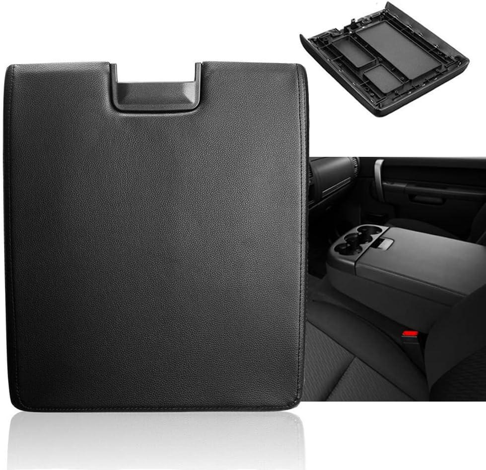 Center Console Armrest Lid with Latch for 2007-2013 Chevy Tahoe/Avalanche, 2008-2014 Silverado/GMC Yukon(XL)/Sierra 1500/2500/3500, Center Console Cover Repair Kit, Replaces OEM 20864154, Black