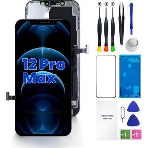 for iPhone 12 Pro Max Screen Replacement, 6.7 inch 3D Touch LCD Display Full HD Repair kit, Digitizer Assembly with Tools Set, Tempered Glass Screen Protector, Waterproof Frame Adhesive