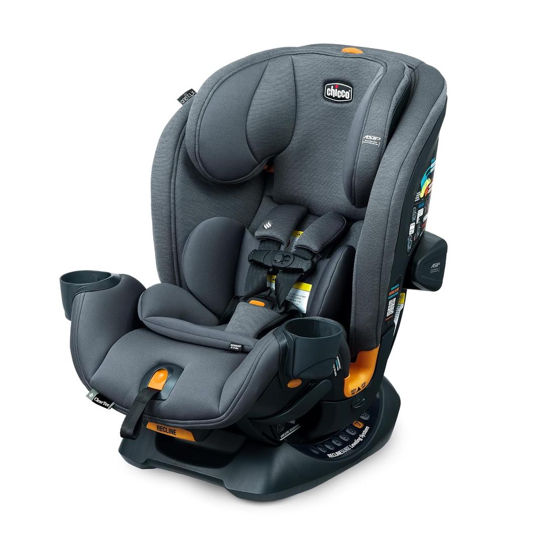 Chicco OneFit LX ClearTex All-in-One Car Seat with LeverLock Installation, Slim Design, Convertible Car Seat, Seat for Infants and Children 5-100 lbs, Smoke/Grey, Exp date: Jan 2036