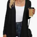LILBETTER Womens Casual Lightweight Long Sleeve Open Front Cardigan Sweaters with Pockets XL