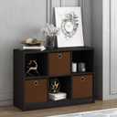 Furinno Basic 3x2 Cube Storage Bookcase Organizer with Bins, Espresso/Brown