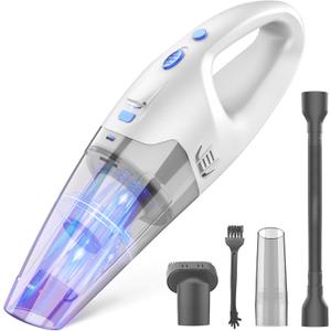 Handheld Vacuum Cordless, Hand Vacuum Cordless Rechargeable with LED Light/Multi Accessories, 1.6lbs Car Portable Vacuum Cleaner for Pet Hair, Home, Car, Office (Silvery Blue)